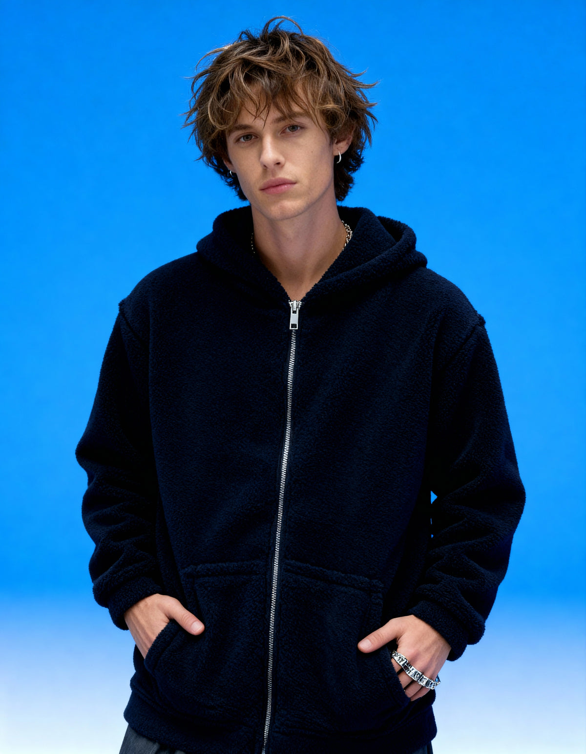 Midnight Sherpa Zip Hoodie
