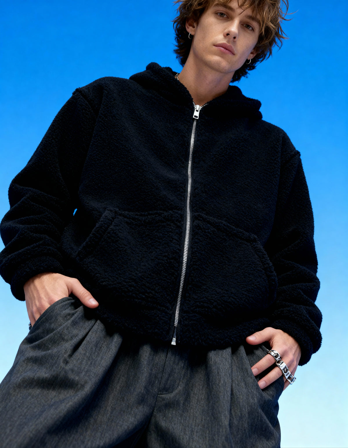 Midnight Sherpa Zip Hoodie