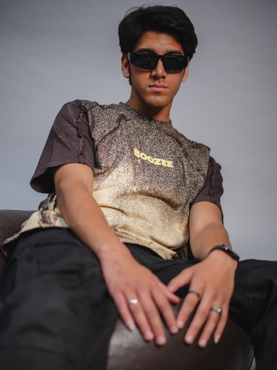 Brown - Abstract Spray Washed Tshirt