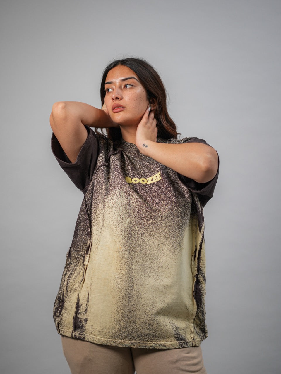 Brown - Abstract Spray Washed Tshirt