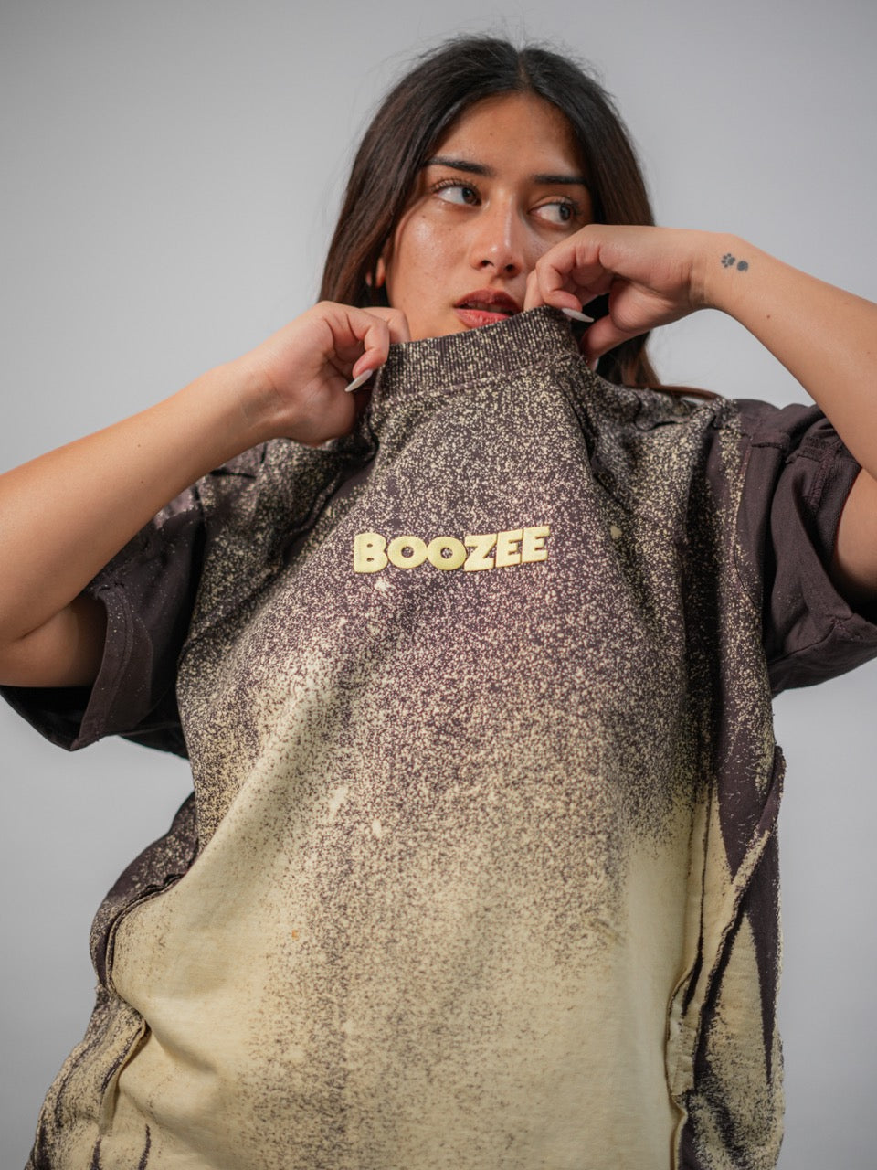 Brown - Abstract Spray Washed Tshirt
