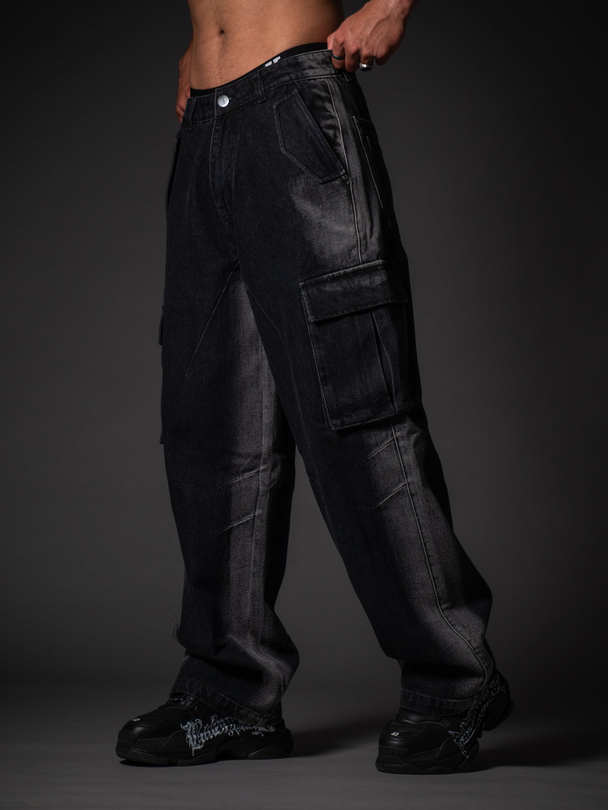 Rugged Black Baggy Denim