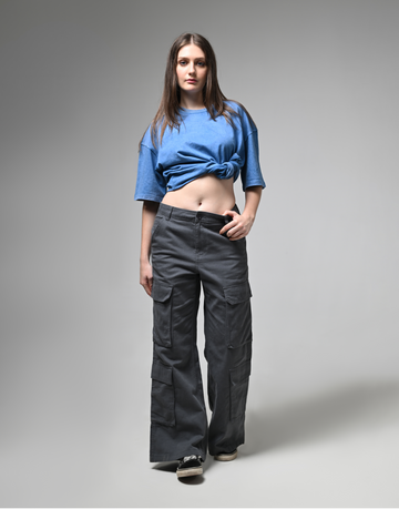 Women Deep Grey Cargo Pants