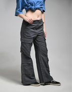 Women Deep Grey Cargo Pants