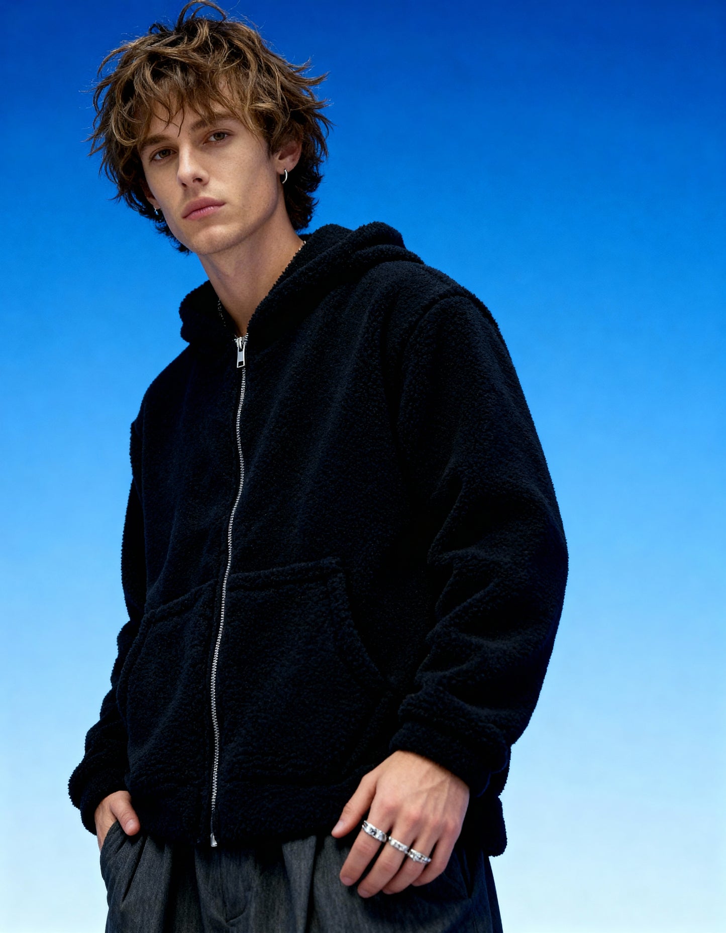 Midnight Sherpa Zip Hoodie