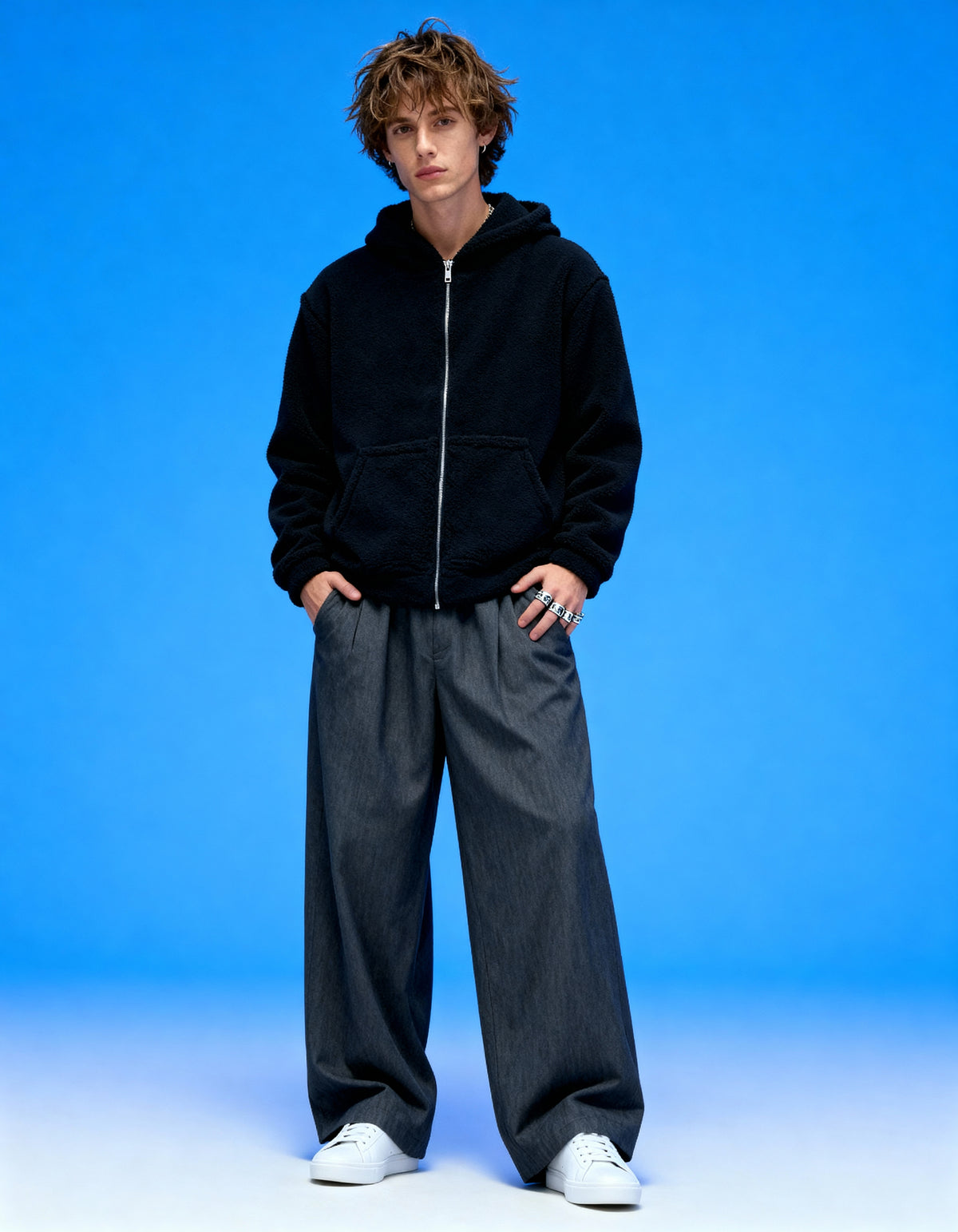 Midnight Sherpa Zip Hoodie