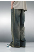 Vintage Striped Denim Jeans - Tinted Green