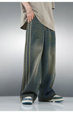 Vintage Striped Denim Jeans - Tinted Green