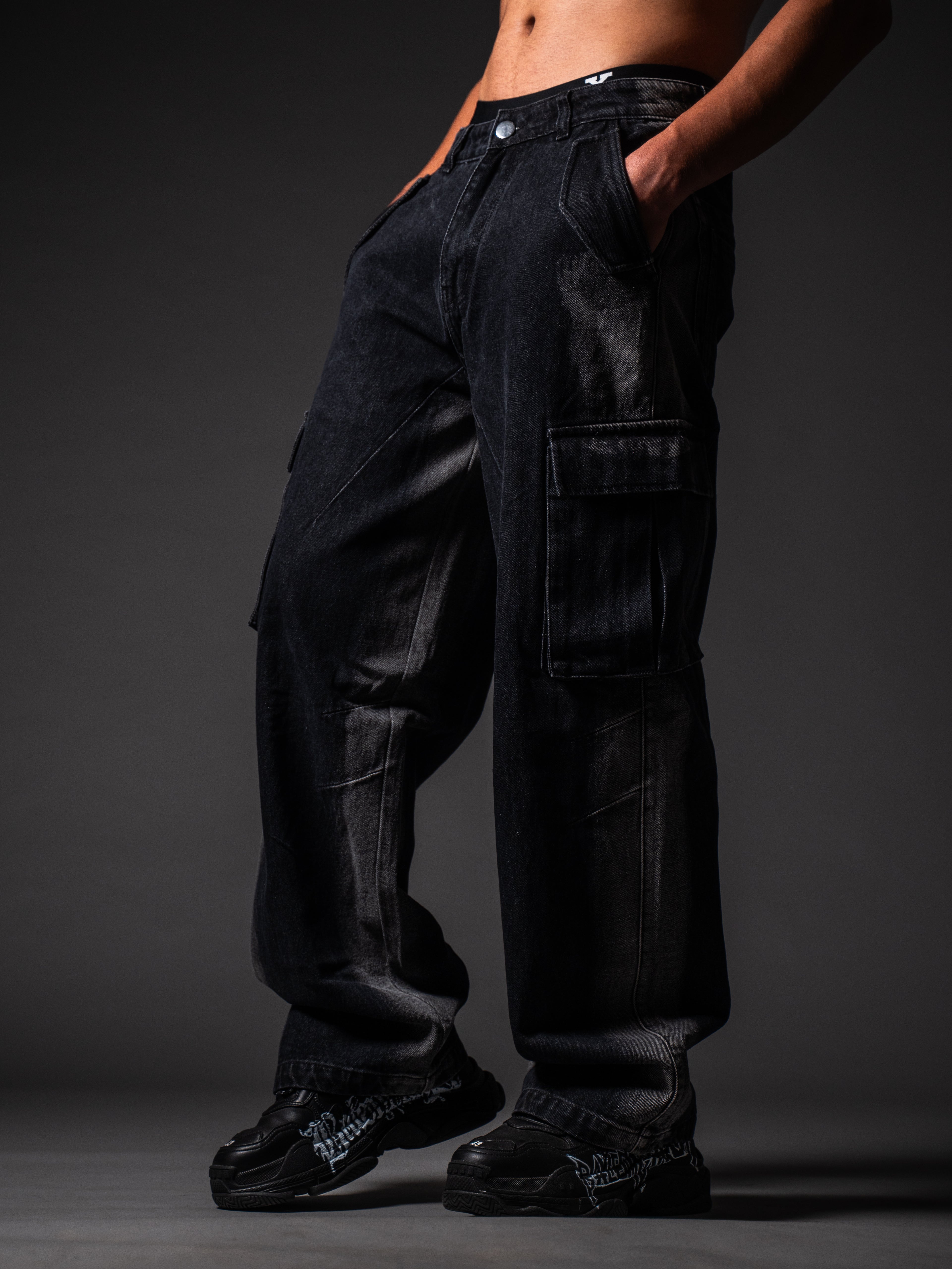 Rugged Black Baggy Denim