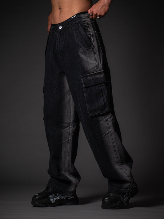 Rugged Black Baggy Denim